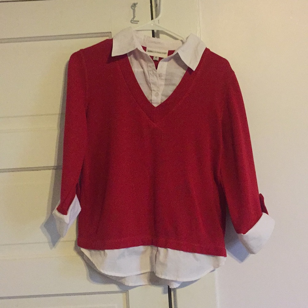 Red and white long sleeve